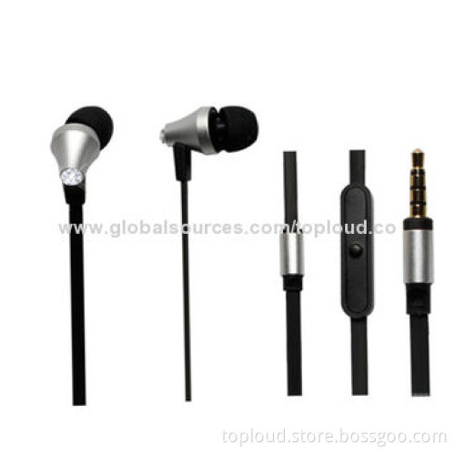 Earphones for iPod, fashion type, assorted colors, bass sound, with crystal